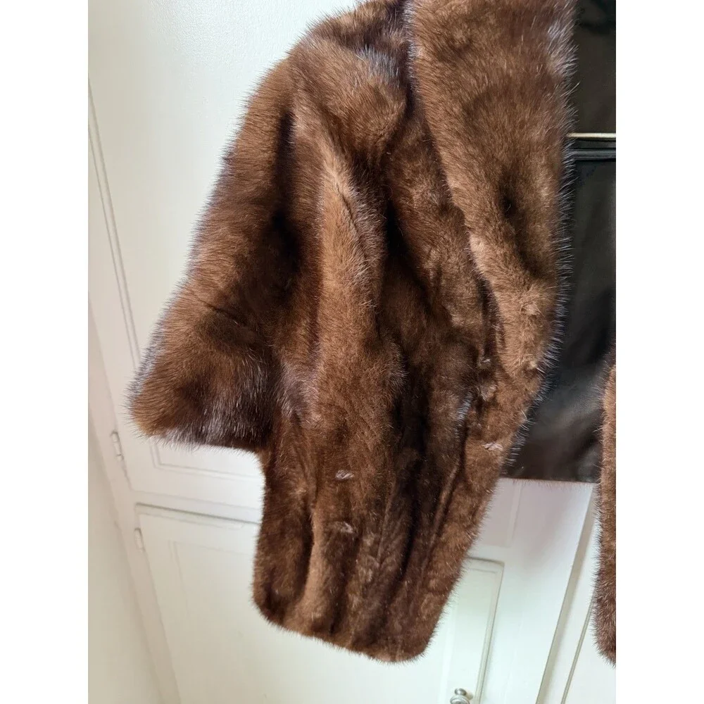 Vintage Anne Lee Gray Beverly Hills Genuine Brown Mink Fur Stole Cape Bolero